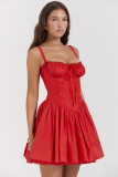 Sexy Lace Spliced High Waist Suspender Dress