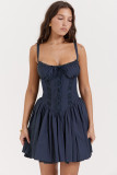 Sexy Lace Spliced High Waist Suspender Dress