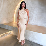 Neck-Hanging Sleeveless High-Waisted Dress