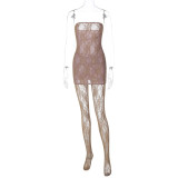 Mesh Perspective Lace Bodysuit Set