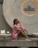 Solid Color Bubble Sleeve Shirt Wide Leg Shorts