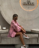 Solid Color Bubble Sleeve Shirt Wide Leg Shorts
