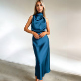 Neck-Hanging Sleeveless High-Waisted Dress