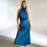Neck-Hanging Sleeveless High-Waisted Dress