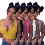 Casual Pit Buttoned Vest Crop Tops