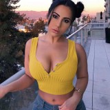 Casual Pit Buttoned Vest Crop Tops
