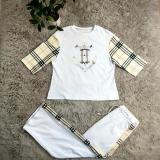 Casual Printed Short Sleeve Plaid Pants Sets