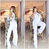 Casual Printed Short Sleeve Plaid Pants Sets