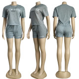 Casual Printed Short Sleeve Shorts Sets