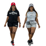 Casual Printed Short Sleeve Shorts Sets