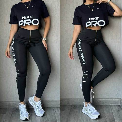 New Summer Casual Zipper Belly Slimming Printed Pant Set