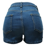 Summer Hot Drilling Ripped Washed Tight Sexy Stretch Short Jeans