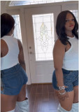Summer Hot Drilling Ripped Washed Tight Sexy Stretch Short Jeans