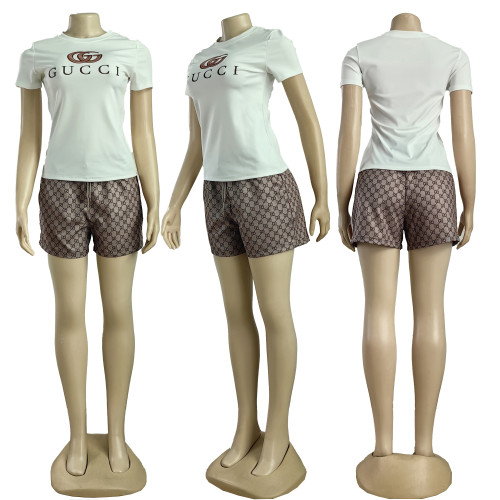 Casual Digital Printed Short Sleeve Shorts Set