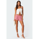 Casual Y2K Pajamas Shorts Soft Plaid Print Shorts Pajama Bottoms