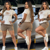 Casual Digital Printed Short Sleeve Shorts Set