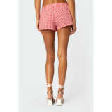 Casual Y2K Pajamas Shorts Soft Plaid Print Shorts Pajama Bottoms