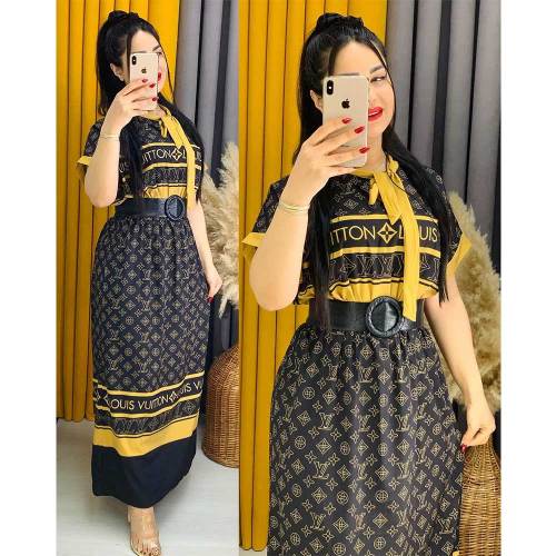 Fashion Printed Loose Short Sleeve Elasticated Maxi Dresses
