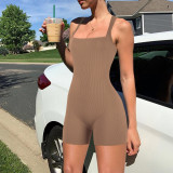 Solid Color Sleeveless One Piece Rompers