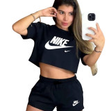 Casual Pyrography Logo Short Sleeve Shorts Sets