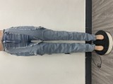 Irregular Hollow Patchwork Zipper Stretch Jeans