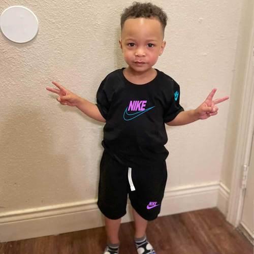 High Quality Cotton Children Print Short Sweatsuits Set
