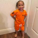 High Quality Cotton Children Print Short Sweatsuits Set