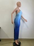 One Shoulder Draped Side Mermaid Hem Dress