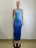 One Shoulder Draped Side Mermaid Hem Dress