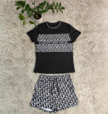 Summer Casual Printed Short Sleeve Tops and Shorts