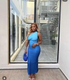 One Shoulder Draped Side Mermaid Hem Dress