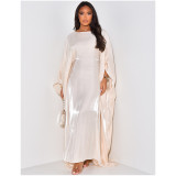 2024 New Satin Casual Swing Skirt Bat Sleeve Maxi Dresses
