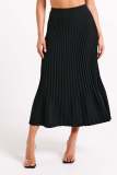 Solid Pleated Maxi Skirt