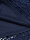Retro Short Sleeve V-neck Lace Mid-length Dress