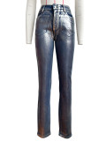 Hot Stamping Silver Skinny Jeans