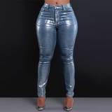 Hot Stamping Silver Skinny Jeans