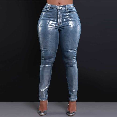 Hot Stamping Silver Skinny Jeans