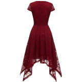 2024 Summer Round Neck Short Sleeve Irregular Midi Dress