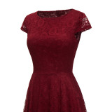 2024 Summer Round Neck Short Sleeve Irregular Midi Dress