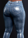 Hot Stamping Silver Skinny Jeans