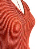 Super Elastic Halter Backless Rompers with Pockets