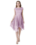 2024 Summer Round Neck Short Sleeve Irregular Midi Dress