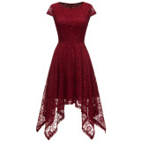 2024 Summer Round Neck Short Sleeve Irregular Midi Dress