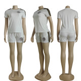 Casual Short Sleeve Printed Shorts Set