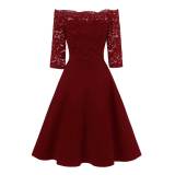 Off Shoulder Lace Midi Dresses