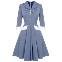 Spring 2024 V-neck Pleated Patchwork Midi Dress Spring 2024 V-neck Pleated Patchwork Midi Dress
