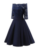 Off Shoulder Lace Midi Dresses