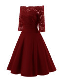 Off Shoulder Lace Midi Dresses