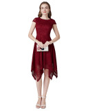 2024 Summer Round Neck Short Sleeve Irregular Midi Dress