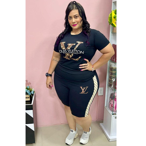 Casual Printed Plus Size Summer Set